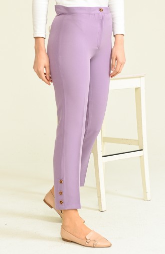 Düğme Detaylı Pantolon Lila 10632