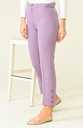 Düğme Detaylı Pantolon Lila 10632