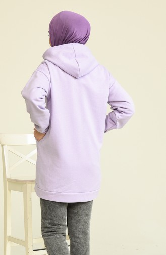 Üç İplik Fermuarlı Sweatshirt 0122-01 Lila