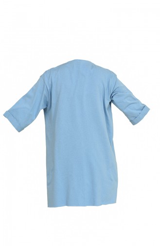 Yanları Yırtmaclı Tshirt 0120-03 Mavi