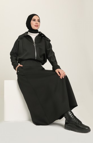 Oyya Crop Ceket Etek İkili Takım 228392-01 Siyah