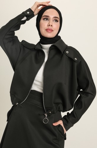 Oyya Crop Ceket Etek İkili Takım 228392-01 Siyah