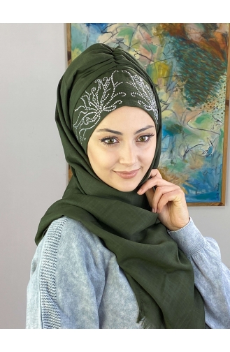 Dark Khaki Ready to Wear Turban 01YPKHŞL26OCK-01