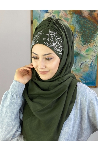 Dark Khaki Ready to Wear Turban 01YPKHŞL26OCK-01