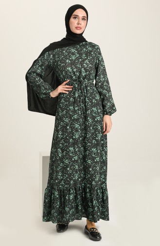 Grün Hijab Kleider 3110A-01