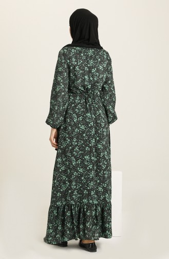 Grün Hijab Kleider 3110A-01