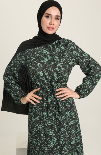 Grün Hijab Kleider 3110A-01