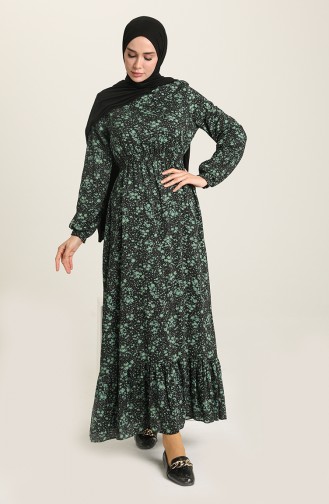 Green Hijab Dress 3111A-01