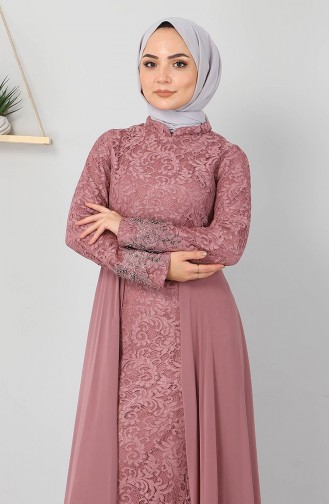 Taş Detaylı Balık Abiye 8855 Gül Kurusu