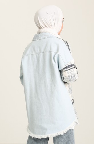 Çıtçıtlı Salaş Kot Gömlek Açık Mavi 5019 Açık Kot