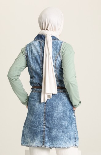 Düğmeli Kot Tunik Mavi 5013