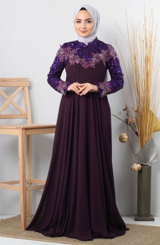 فساتين سهرة بتصميم اسلامي أرجواني 8922.Mor
