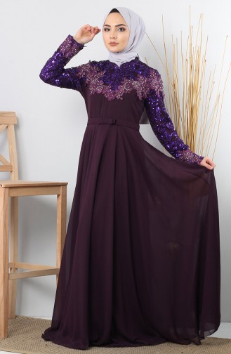 فساتين سهرة بتصميم اسلامي أرجواني 8922.Mor