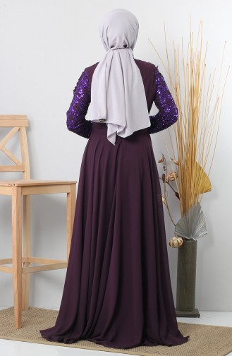 فساتين سهرة بتصميم اسلامي أرجواني 8922.Mor