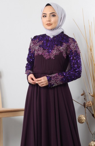 فساتين سهرة بتصميم اسلامي أرجواني 8922.Mor