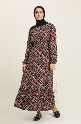 Claret Red Hijab Dress 2268-01
