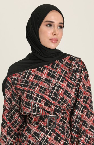 Weinrot Hijab Kleider 2268-01