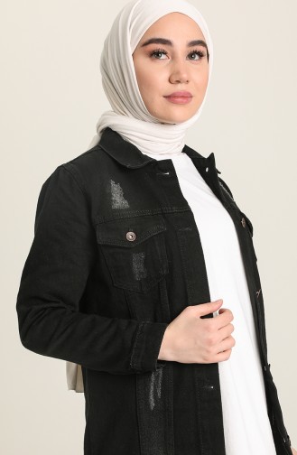 Veste En Jean Boutonnée Noir 6009 12889