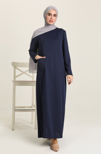 Navy Blue Hijab Dress 2033-02