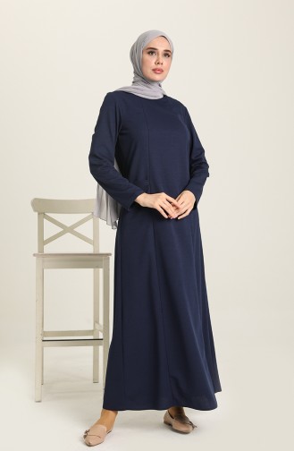 Navy Blue Hijab Dress 2033-02