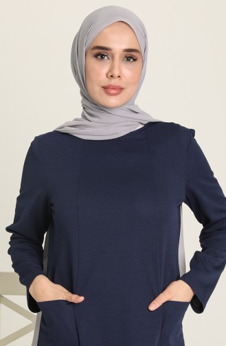 Navy Blue Hijab Dress 2033-02