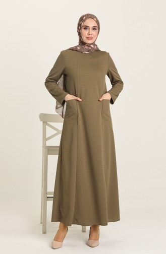 Khaki Hijab Dress 2033-06