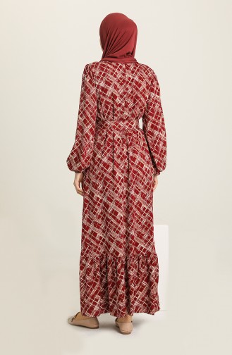 Claret Red Hijab Dress 2268-05