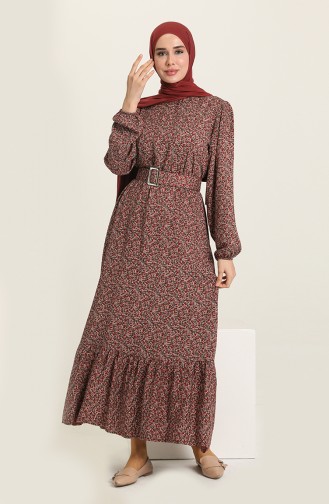 Claret Red Hijab Dress 2274-01