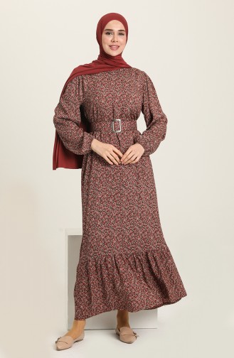 Claret Red Hijab Dress 2274-01