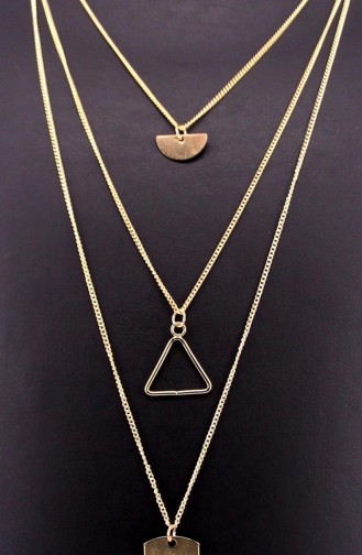 Gold Bijuteri Kolye Geometrik Desenli 3 Adet