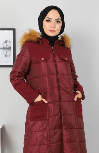 Claret Red Winter Coat 2360.Bordo