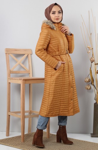 Ray Desenli Kapitone Mont 8168 1 Hardal