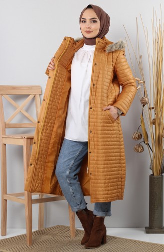 Ray Desenli Kapitone Mont 8168 1 Hardal