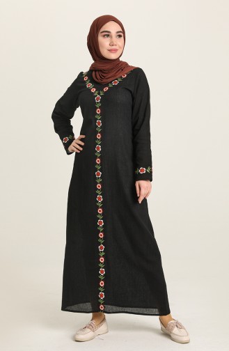 Schwarz Hijab Kleider 7000-02