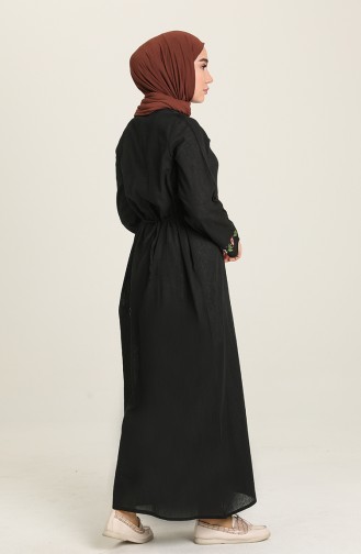 Şile Bezi Nakişli Elbise 7000-02 Siyah