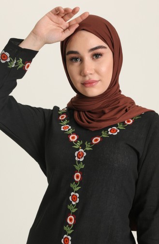 Schwarz Hijab Kleider 7000-02
