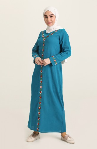فستان أزرق زيتي 7000-04