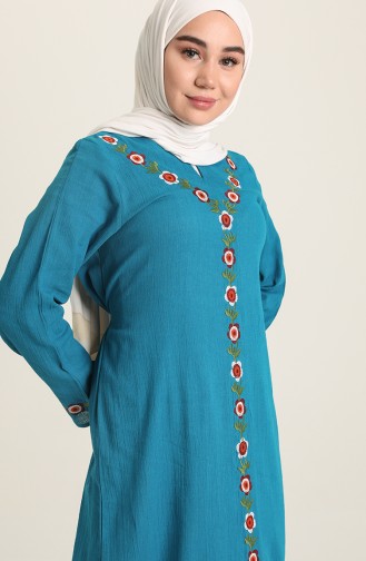 Petroleum Hijab Kleider 7000-04