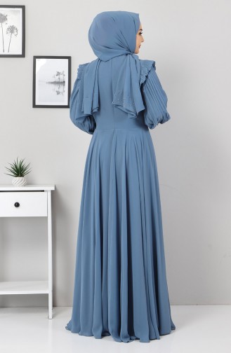 Baby Blue Hijab Evening Dress 9780.Bebe Mavisi
