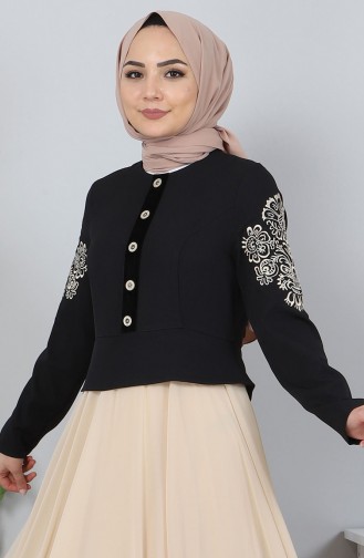 Beige Hijab Evening Dress 9888.Bej