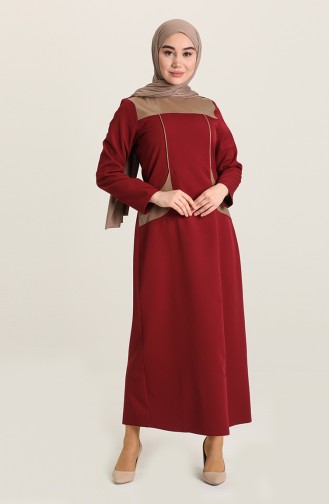 Claret Red Hijab Dress 12188