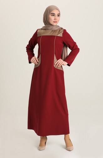 Claret Red Hijab Dress 12188