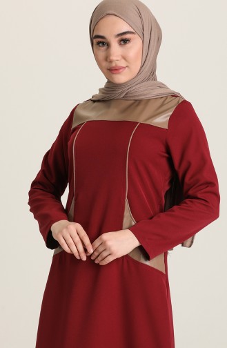 Claret Red Hijab Dress 12188