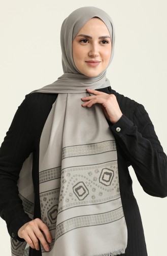 Jakar Desen Jacquard Seri Şal Eşarp Askısı İle Birlikte 80X190 Cm Gri