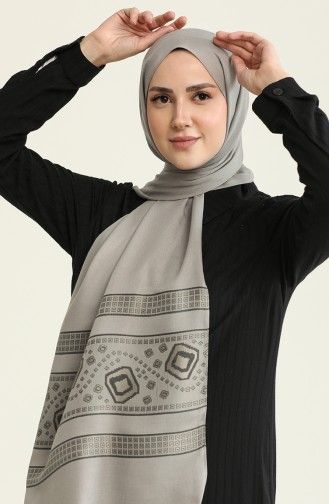 Jakar Desen Jacquard Seri Şal Eşarp Askısı İle Birlikte 80X190 Cm Gri