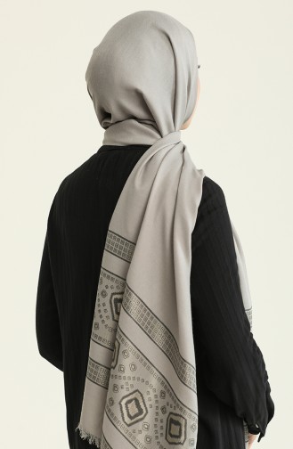 Jakar Desen Jacquard Seri Şal Eşarp Askısı İle Birlikte 80X190 Cm Gri