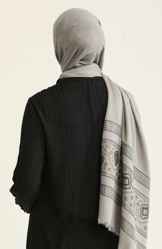 Jakar Desen Jacquard Seri Şal Eşarp Askısı İle Birlikte 80X190 Cm Gri