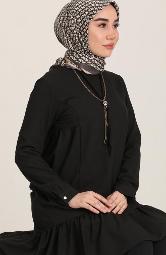 Blouse a Froufrous et Collier 4401-01 Noir 4401-01