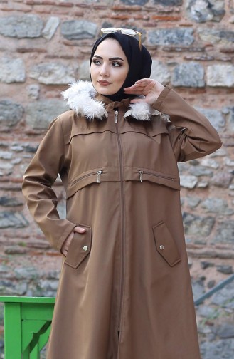 Fermuarlı Tesettür Kap 10239 1 Taba
