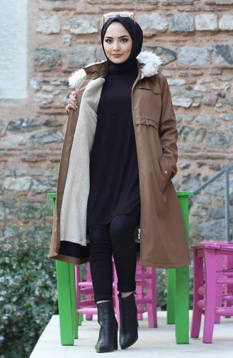 Fermuarlı Tesettür Kap 10239 1 Taba